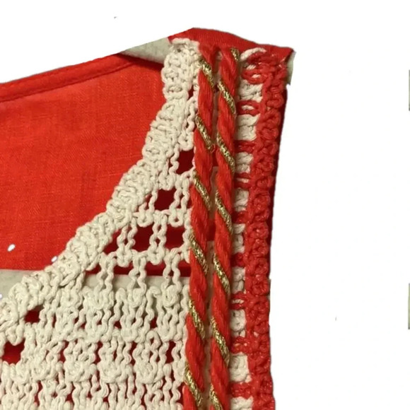 NWT linen top Marc New York womens medium spring linen cream crochet tassel rope - Picture 6 of 6